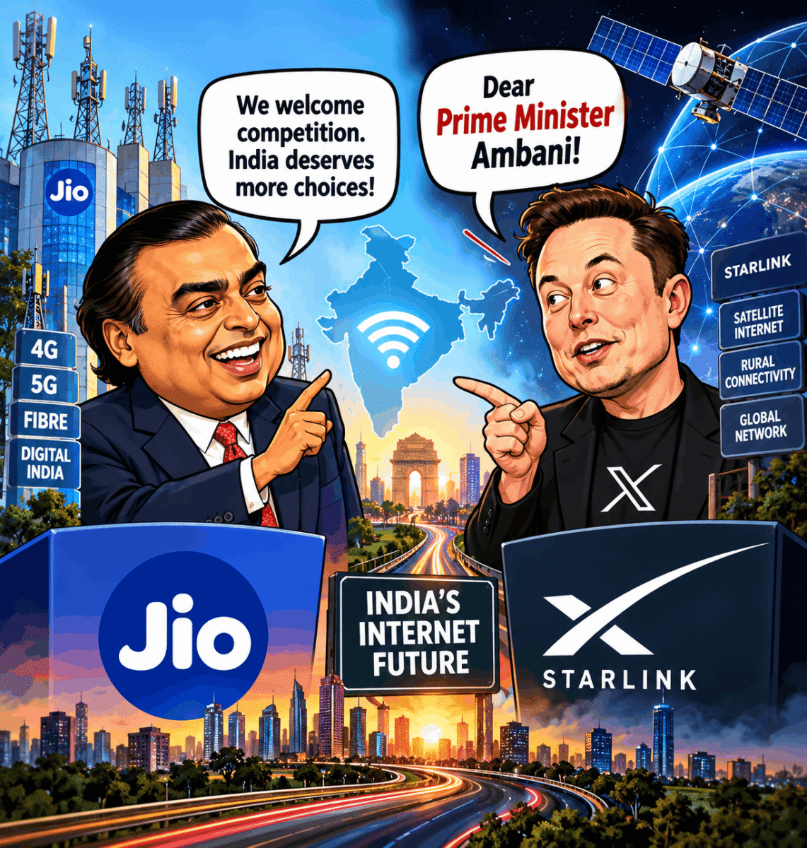 Jio Platforms IPO 2026: Jio IPO News, Mukesh Ambani vs Elon Musk & Jio vs Starlink 3 Mukesh Ambani vs Elon Musk, Jio vs Starlink, Jio Platforms IPO 2026, Elon Musk India News, Mukesh Ambani News, Prime Minister Ambani Remark, Starlink India Launch, Jio IPO News, Jio IPO 2026, Reliance Industries News, Satellite Internet India, Jio vs Starlink Competition, Elon Musk Latest News, Indian Telecom Industry, Jio Platforms Valuation, India Internet Market, Starlink vs Jio, Stock Market News India, StockRadiance, India Digital Economy